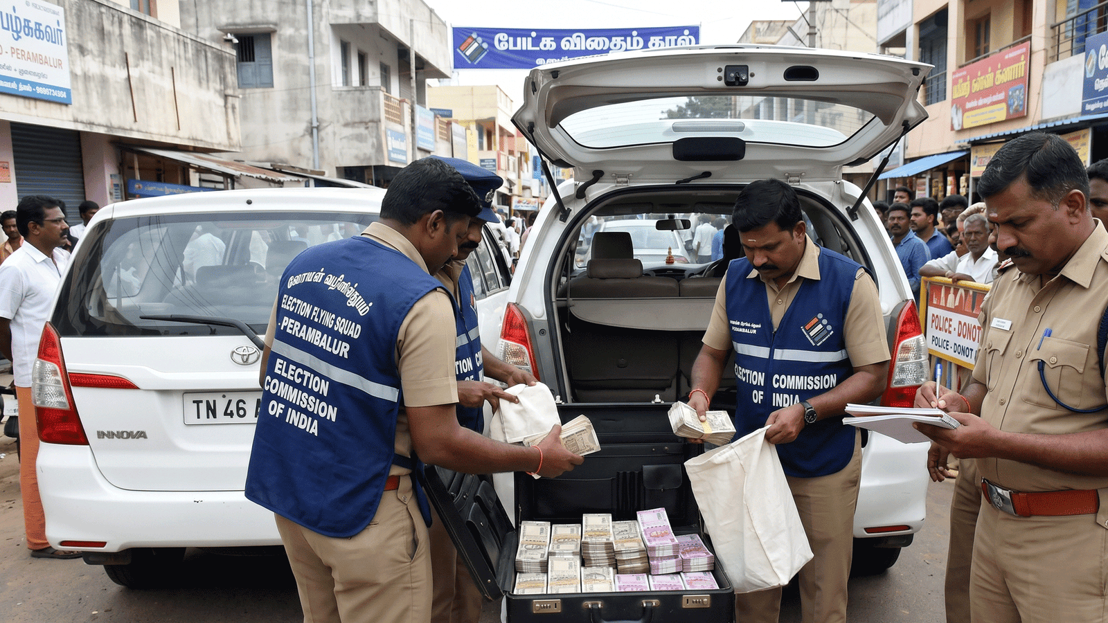 பெரம்பலூரில் தேர்தல் பறக்கும் படையினர் அதிரடி: காரில் கொண்டு செல்லப்பட்ட ரூ.2.44 கோடி பணம் பறிமுதல்!