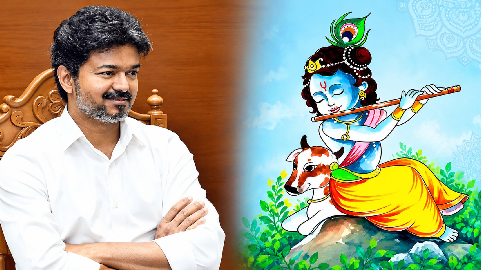 கிருஷ்ணரின் உபதேசங்களைப் பின்பற்றி நல்லுலகைப் படைத்திடுவோம்: முதலமைச்சர் விஜய் வாழ்த்து